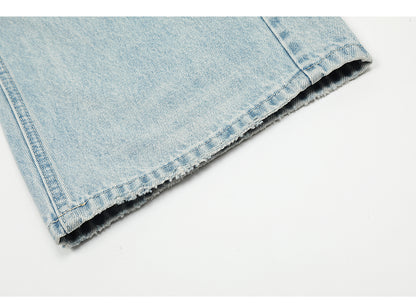 Blue Straight-Leg Ripped Light Jeans PinkLimes Trending Streetwear