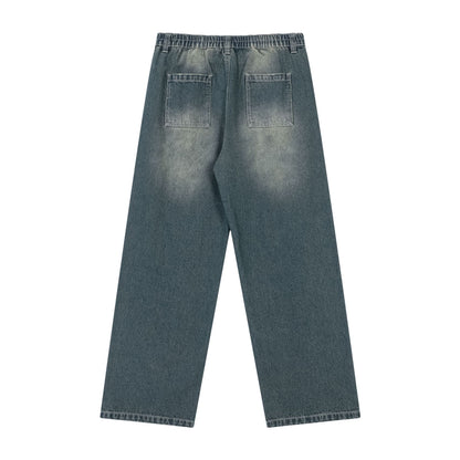 Vintage Washed Baggy Jeans with Ripped Edge PinkLimes Trending Streetwear