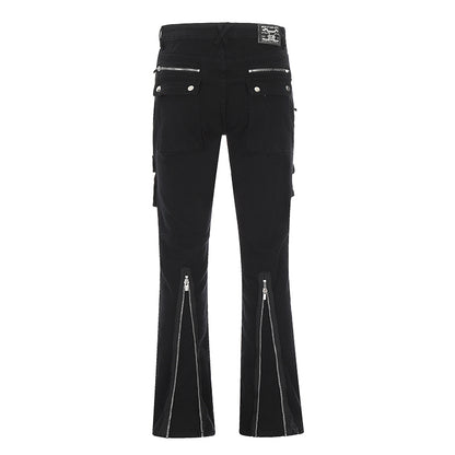Black Zipper Denim Jeans PinkLimes Trending Streetwear