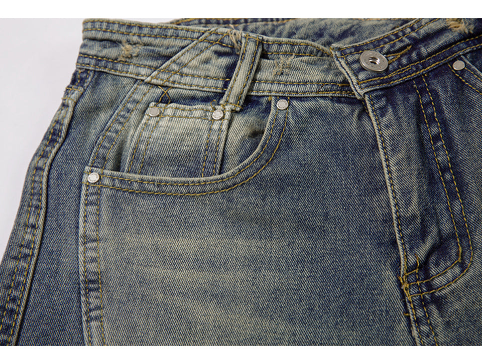 Flared Zip Streetwear Denim Jeans PinkLimes Trending Streetwear
