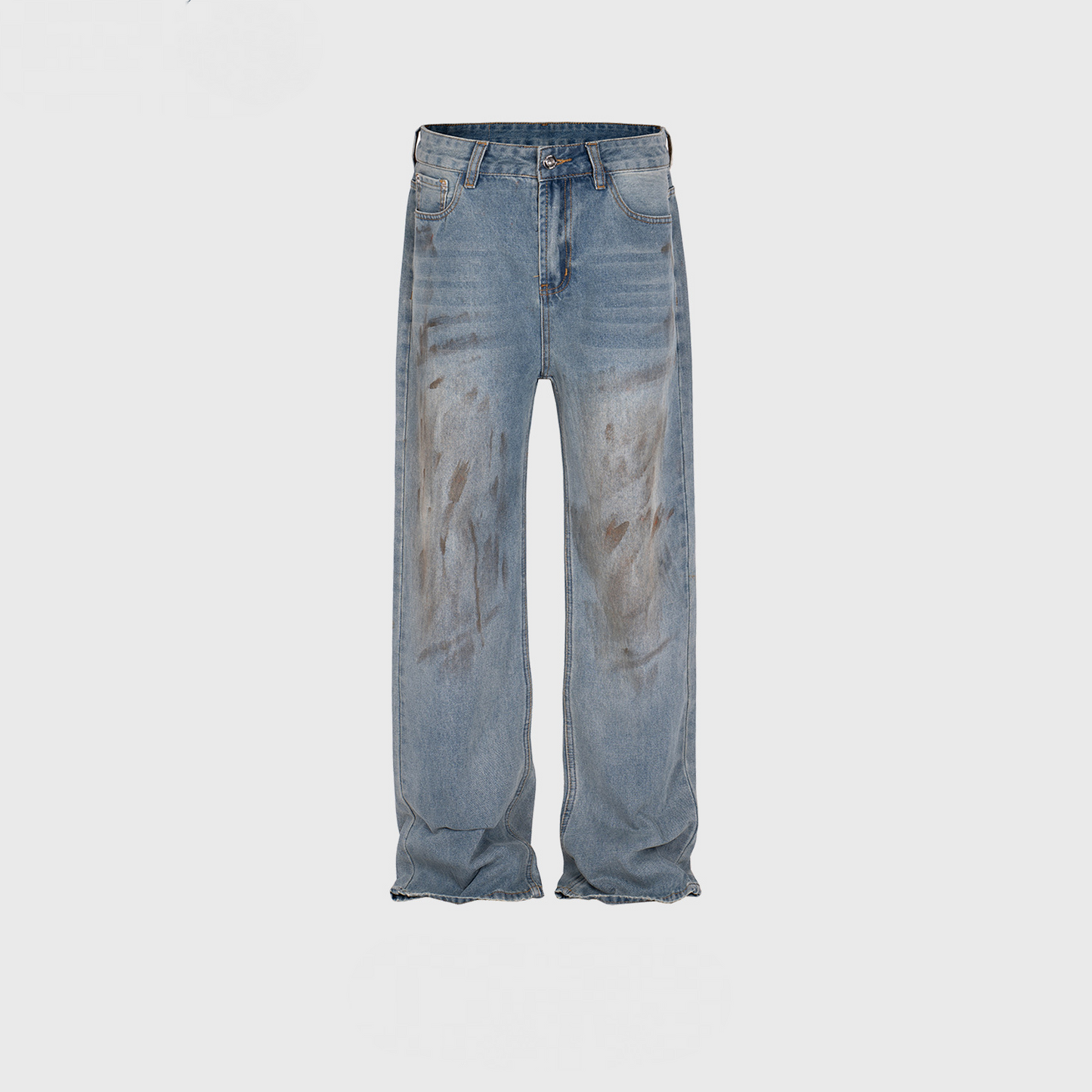 Unisex Splash Paint Wide-Leg Jeans Navy Blue PinkLimes Trending Streetwear