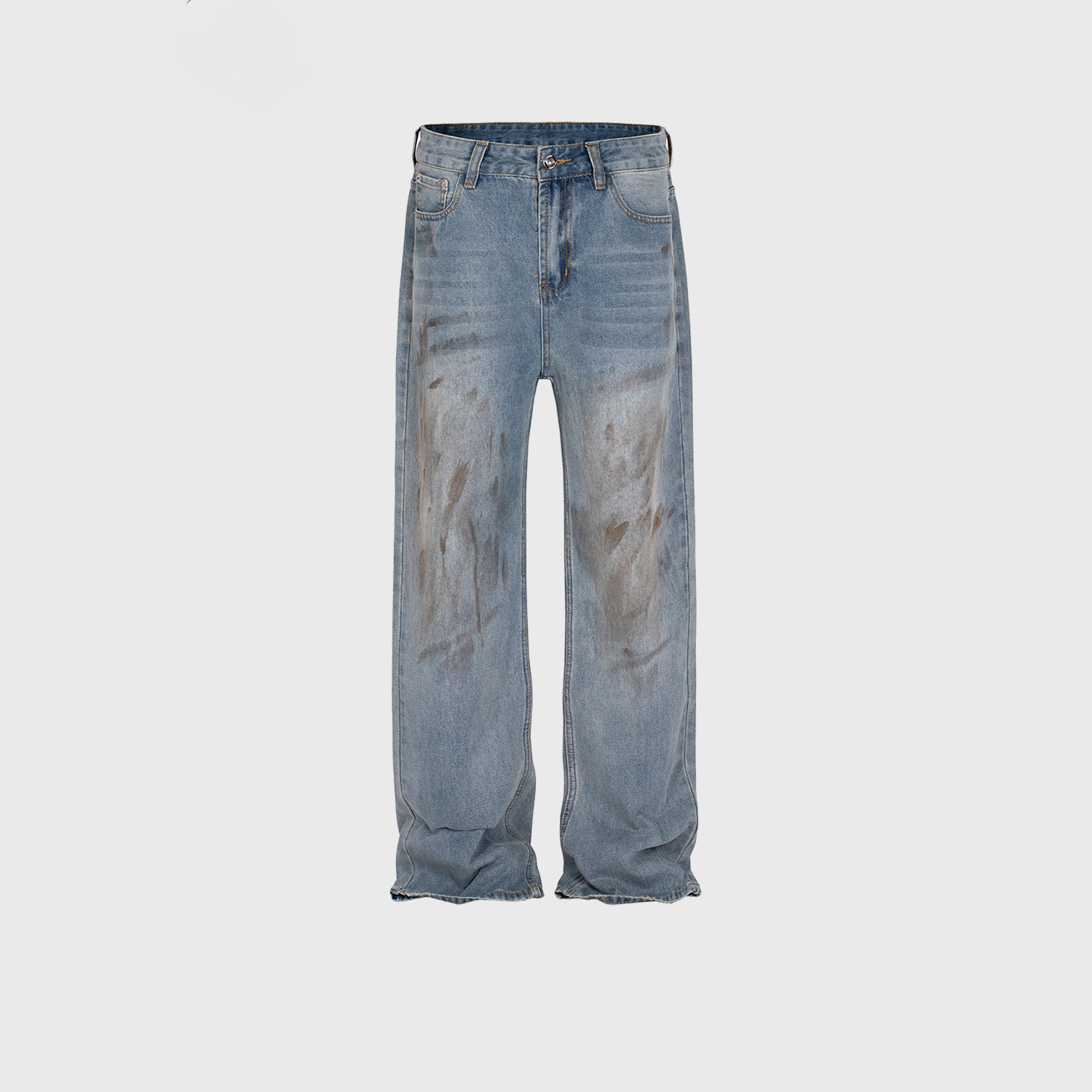 Unisex Splash Paint Wide-Leg Jeans Navy Blue PinkLimes Trending Streetwear
