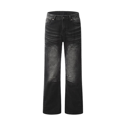 Patchwork Pocket Distressed Denim Jeans Black PinkLimes Trending Streetwear