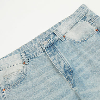 Blue Straight-Leg Ripped Light Jeans PinkLimes Trending Streetwear