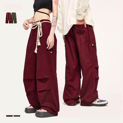 Tethered Wide-Leg Cargo Pants PinkLimes Trending Streetwear
