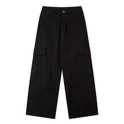 Solid Color High Waist Cargo Pants Black PinkLimes Trending Streetwear