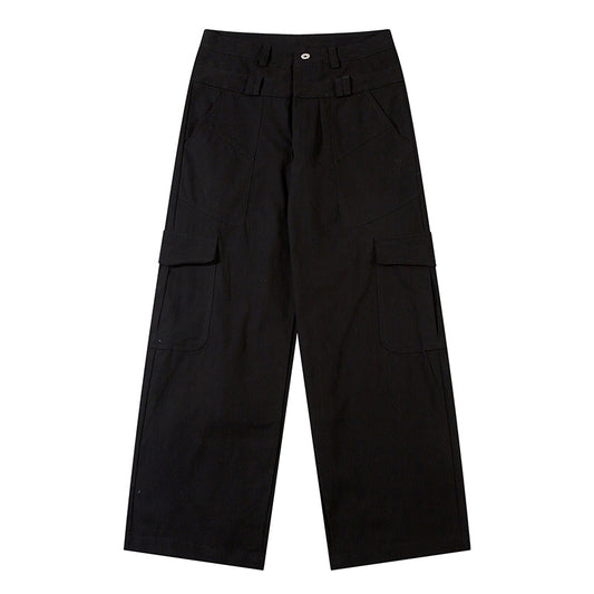 Solid Color High Waist Cargo Pants Black PinkLimes Trending Streetwear