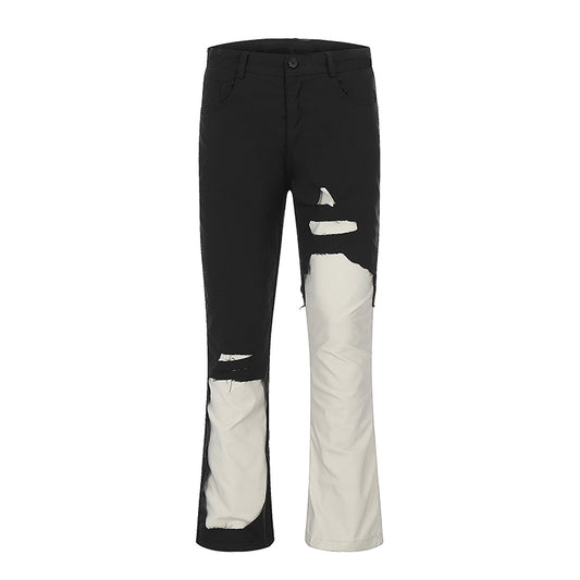 Patchwork Ripped Black Denim Jeans Black PinkLimes Trending Streetwear