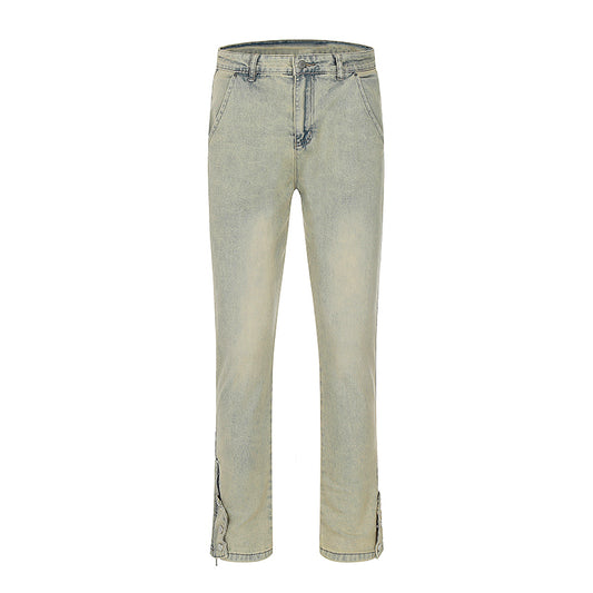 Khaki Washed Jeans Khaki PinkLimes Trending Streetwear