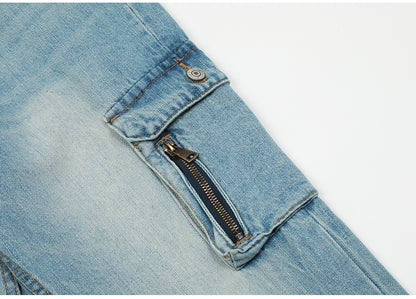 Cargo Blue Denim Streetwear Jeans PinkLimes Trending Streetwear