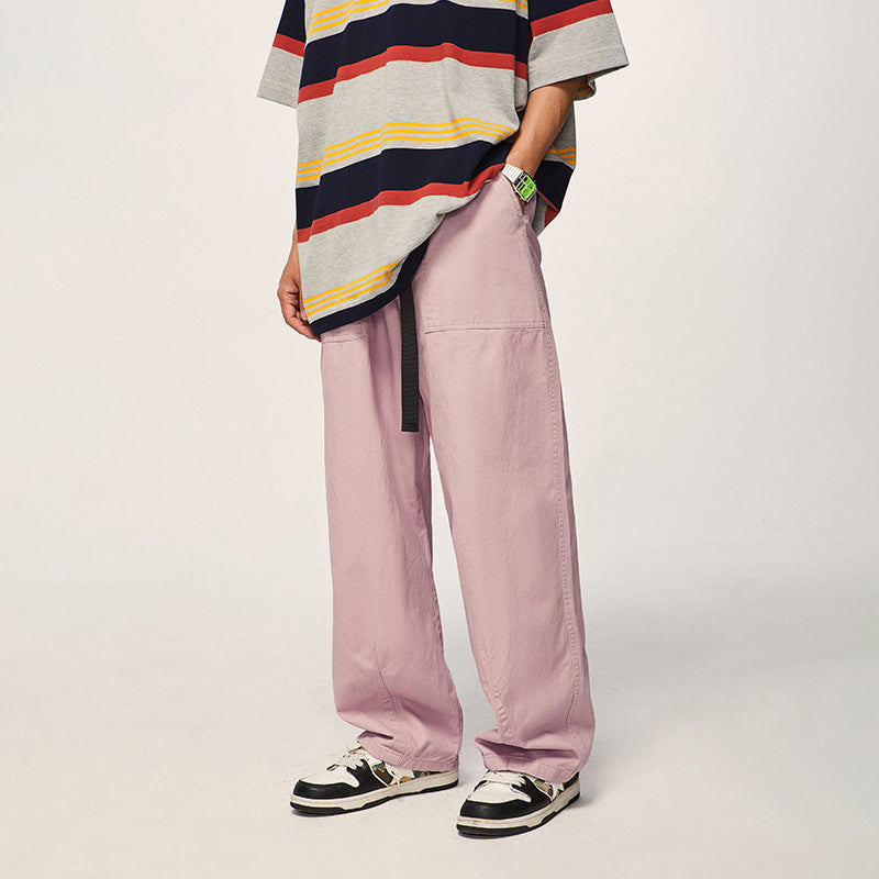 Japanese Loose Tooling Wide Leg Cargo Pants PinkLimes Trending Streetwear