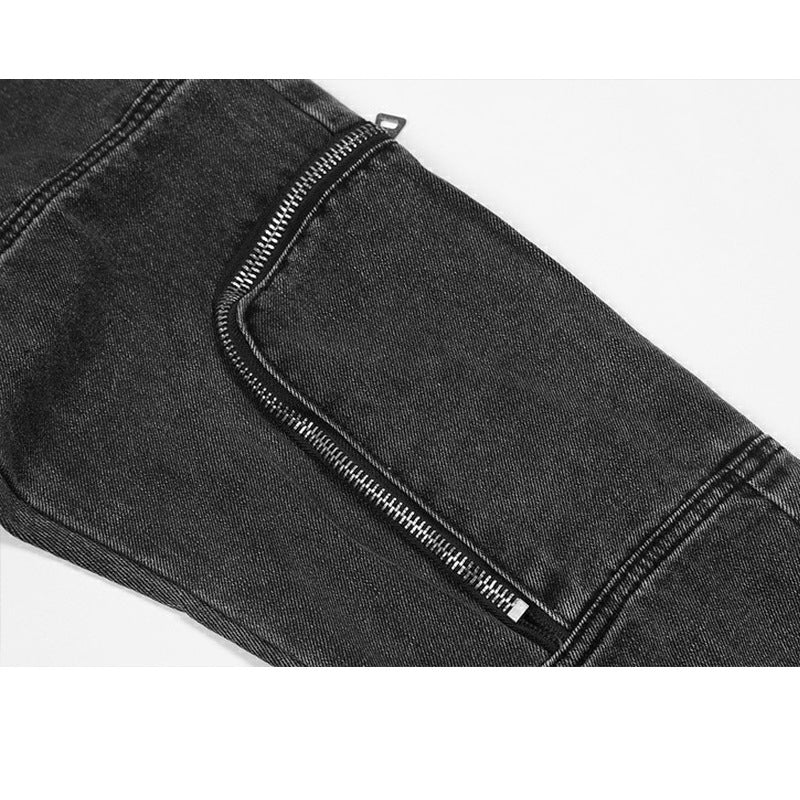 Washed Zipper Straight Leg Unisex Jeans PinkLimes Trending Streetwear