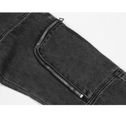 Washed Zipper Straight Leg Unisex Jeans PinkLimes Trending Streetwear
