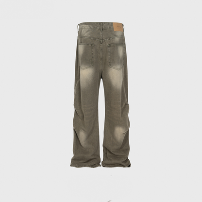 Washed Unisex Pleated Belted Jeans PinkLimes Trending Streetwear