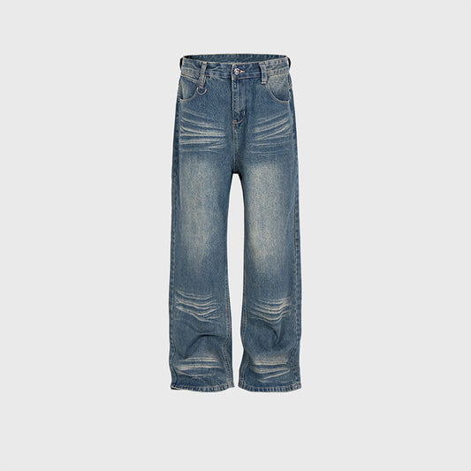 Textured D-Button Old Wash Jeans Blue PinkLimes Trending Streetwear