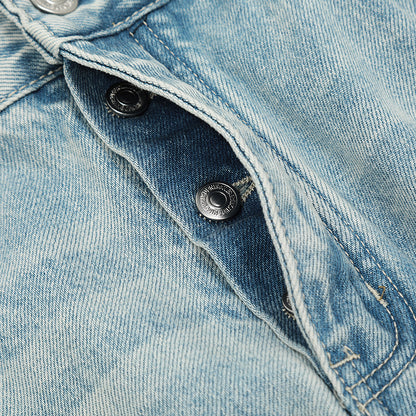 Blue Straight-Leg Ripped Light Jeans PinkLimes Trending Streetwear