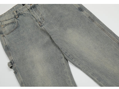 Washed Snap-Hem Straight Leg Jeans PinkLimes Trending Streetwear