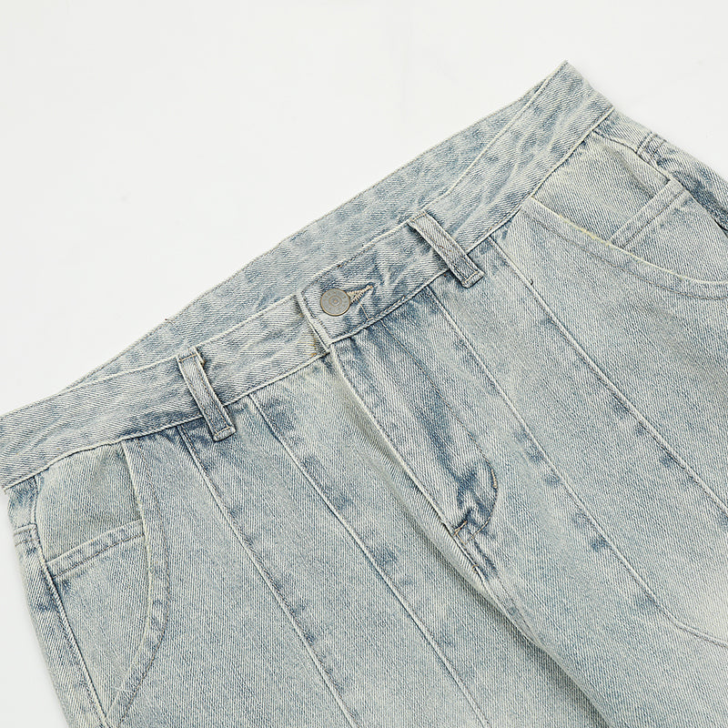 Spliced Light Blue Denim Jeans PinkLimes Trending Streetwear