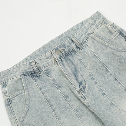 Spliced Light Blue Denim Jeans PinkLimes Trending Streetwear
