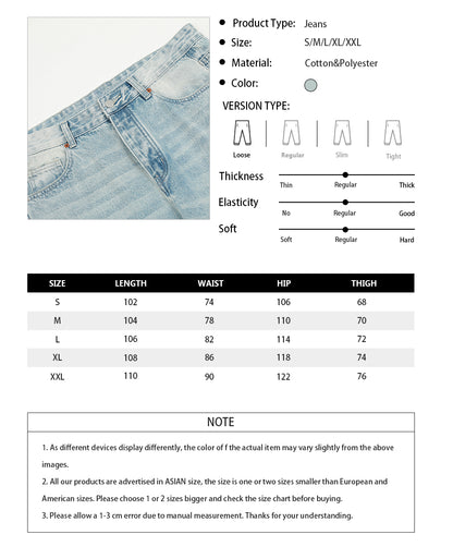 Blue Straight-Leg Ripped Light Jeans PinkLimes Trending Streetwear