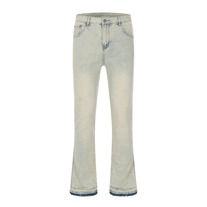 Flared Zip Denim Jeans Khaki PinkLimes Trending Streetwear
