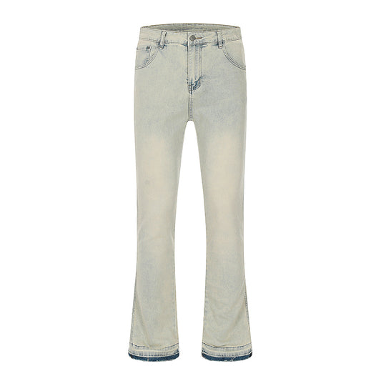 Flared Zip Denim Jeans Khaki PinkLimes Trending Streetwear