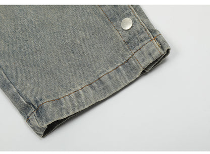 Washed Snap-Hem Straight Leg Jeans PinkLimes Trending Streetwear