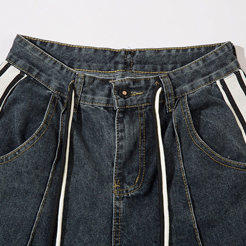 Dark Blue Striped High Waist Jeans PinkLimes Trending Streetwear