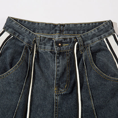 Dark Blue Striped High Waist Jeans PinkLimes Trending Streetwear