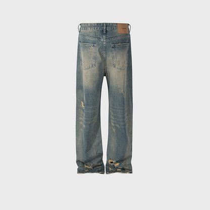 Unisex Cat Claw Washed Blue Jeans PinkLimes Trending Streetwear