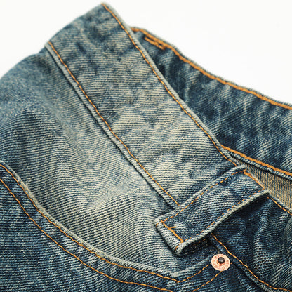 Pleated Washed Blue Denim Cargo Jeans PinkLimes Trending Streetwear