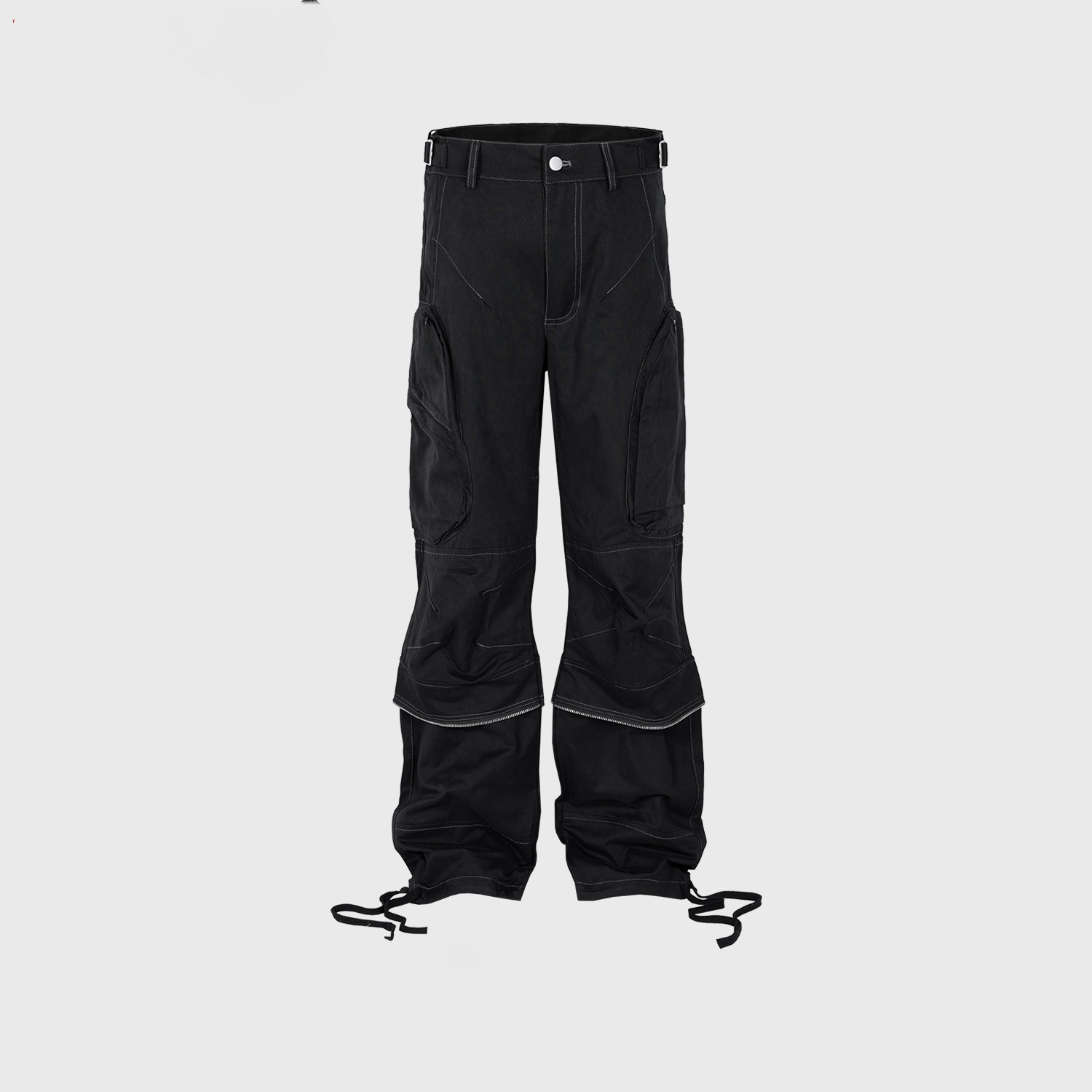 Drawstring Multi-Pocket Cargo Pants Black PinkLimes Trending Streetwear