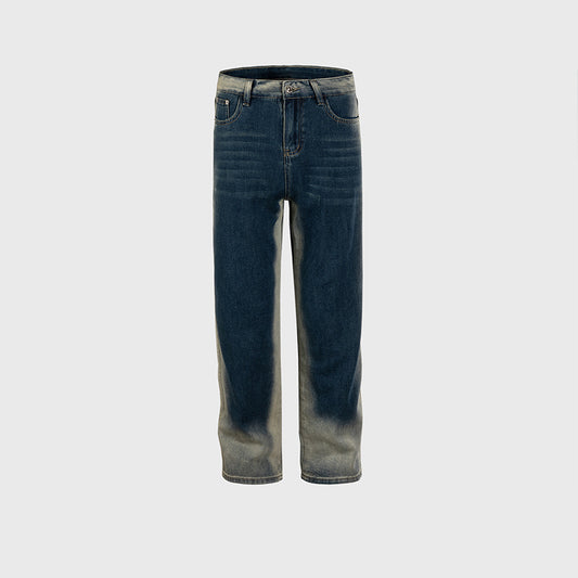 Urban Washed Contrast Gradient Stitching Jeans PinkLimes Trending Streetwear
