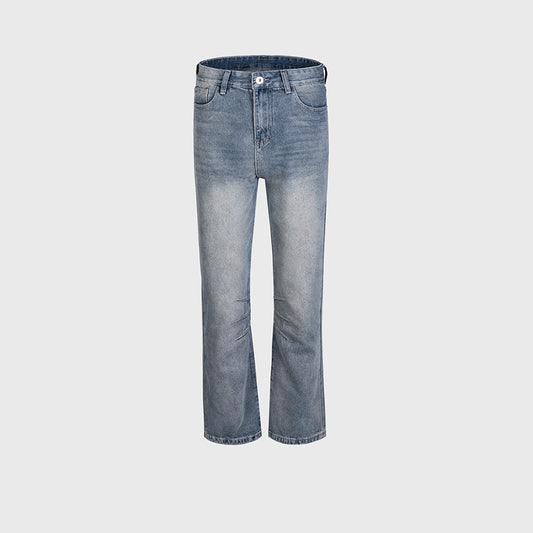 Washed Knee-Cut Jeans Blue PinkLimes Trending Streetwear