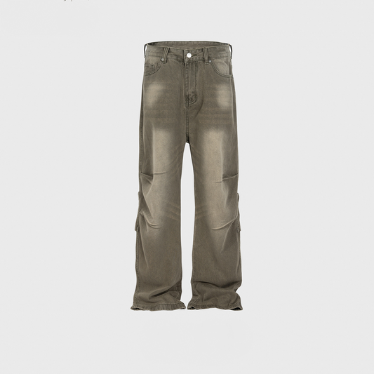 Washed Unisex Pleated Belted Jeans PinkLimes Trending Streetwear