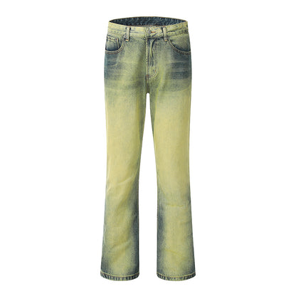 Washed Distressed Jeans Yellow PinkLimes Trending Streetwear