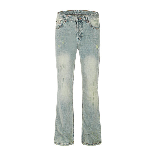 Distressed Fade Flare Jeans – Acid Light Wash Light Blue PinkLimes Trending Streetwear