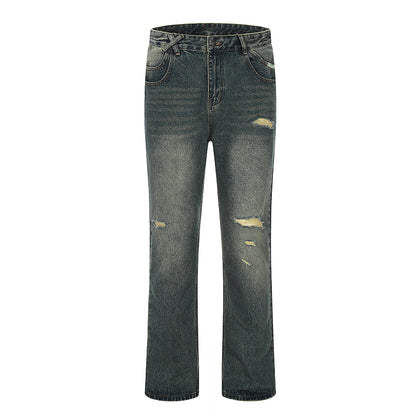 Ripped Blue Denim Jeans Gray PinkLimes Trending Streetwear