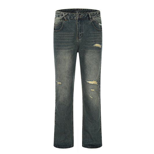 Ripped Blue Denim Jeans Gray PinkLimes Trending Streetwear