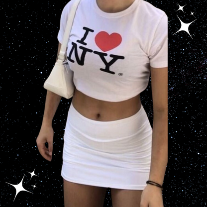 I Love NY Crop Tee Shirts & Tops PinkLimes Trending Streetwear