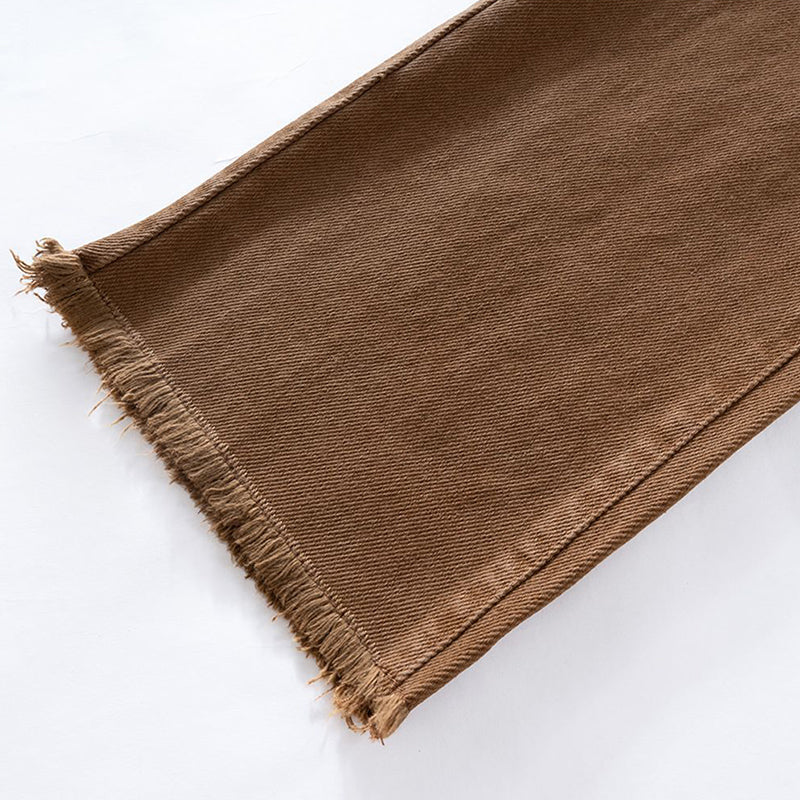 Stretch Waist Washed Brown Jeans PinkLimes Trending Streetwear