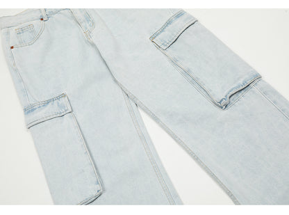 Baggy Light Blue Distressed Denim Jeans PinkLimes Trending Streetwear