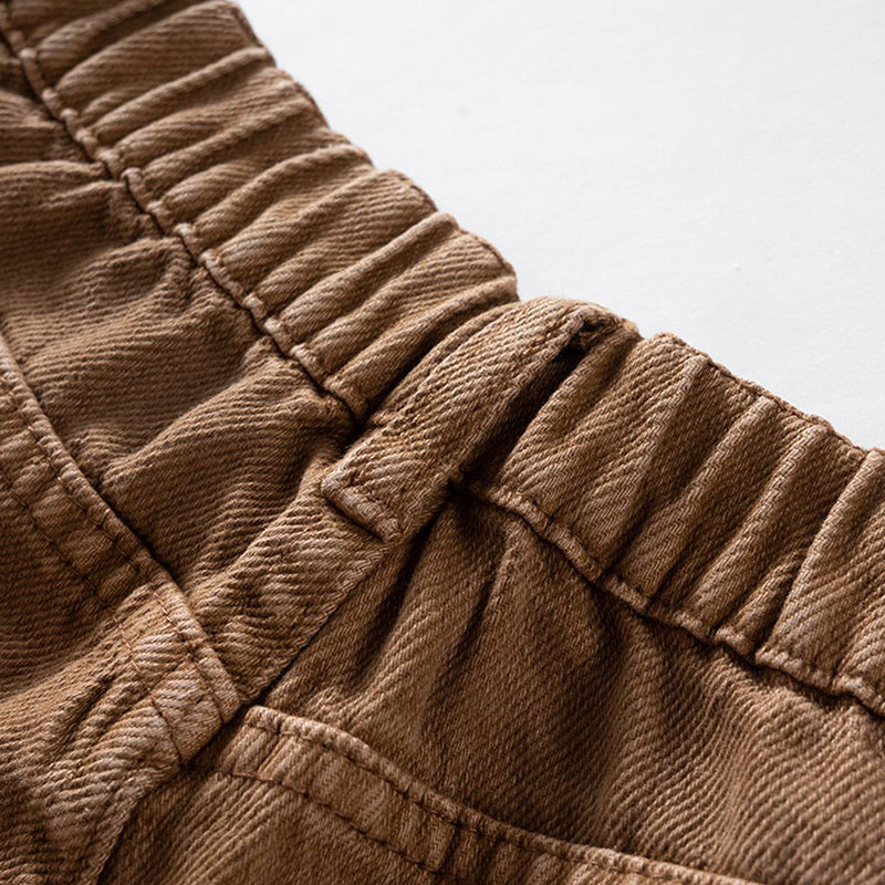 Stretch Waist Washed Brown Jeans PinkLimes Trending Streetwear