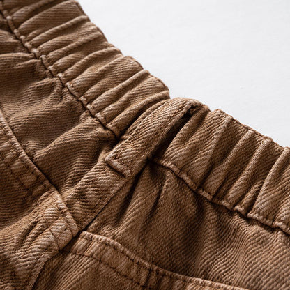 Stretch Waist Washed Brown Jeans PinkLimes Trending Streetwear