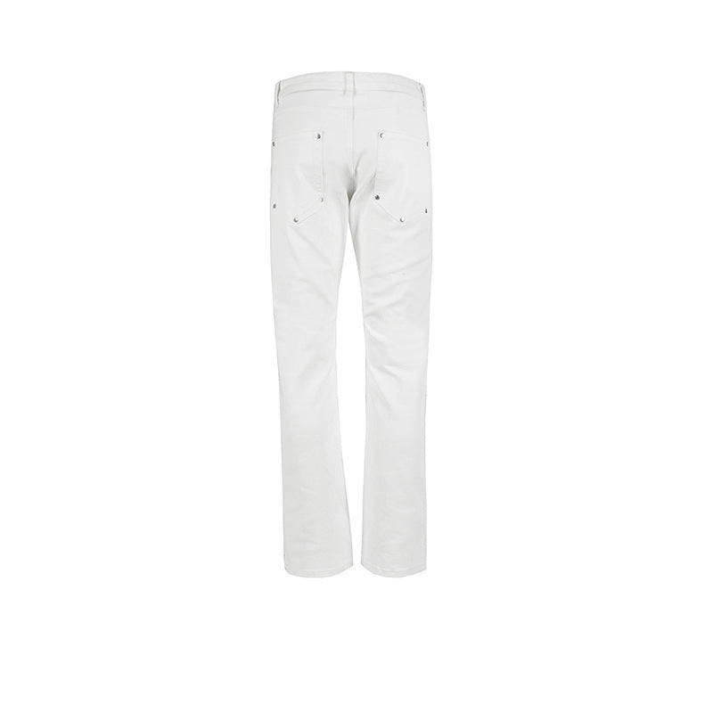 Unisex Studded Black & White Wide-Leg Jeans PinkLimes Trending Streetwear