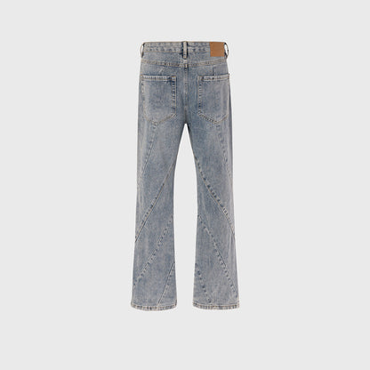 Washed Spiral Stitching Blue Jeans PinkLimes Trending Streetwear