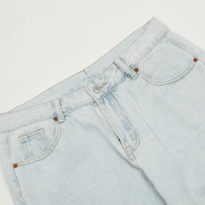 Baggy Light Blue Distressed Denim Jeans PinkLimes Trending Streetwear