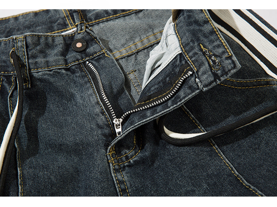 Dark Blue Striped High Waist Jeans PinkLimes Trending Streetwear