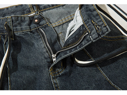 Dark Blue Striped High Waist Jeans PinkLimes Trending Streetwear