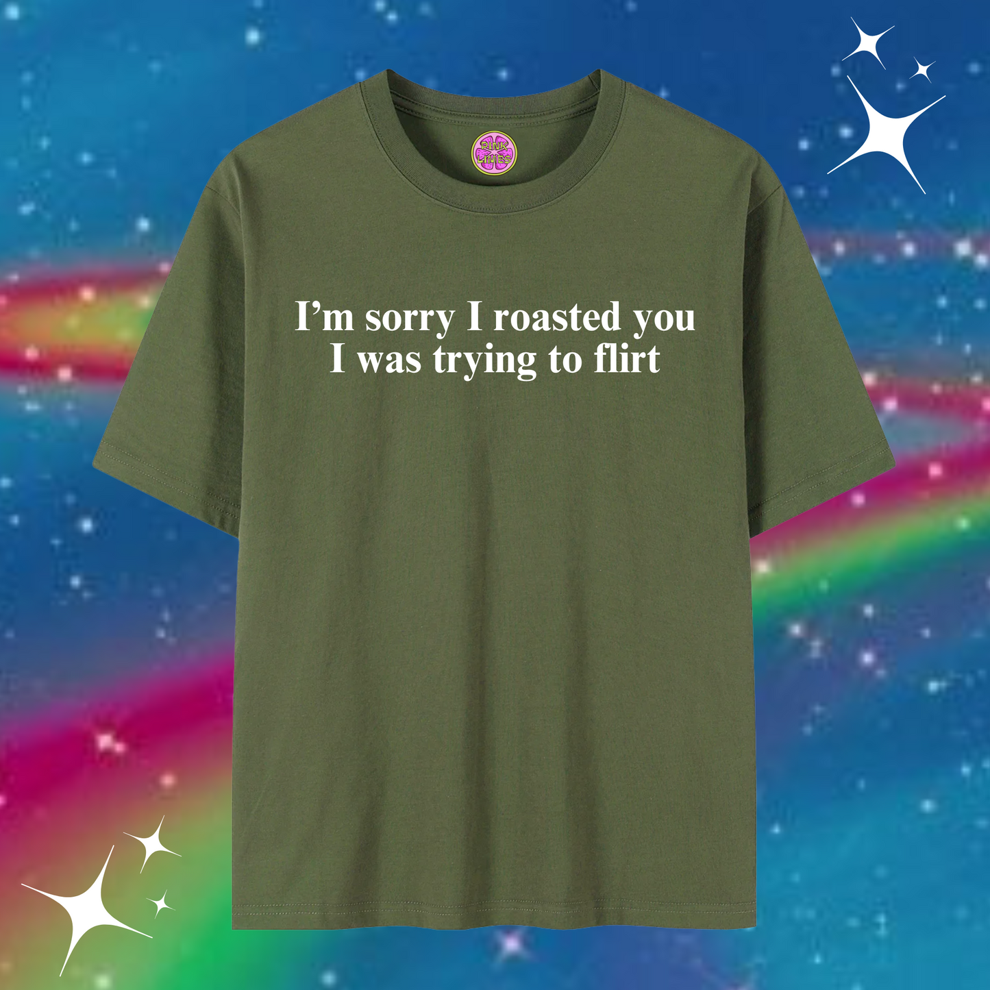 I'm sorry I roasted you Baggy Tee Army Green Shirts & Tops PinkLimes Trending Streetwear